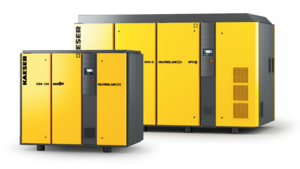 Compresores de tornillo seco con refrigeración por agua.