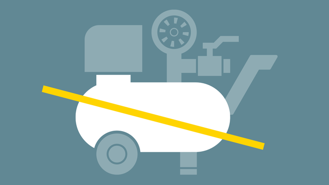 El i.Comp 3 no necesita deposito de aire comprimido.